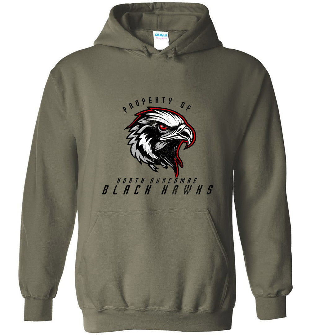 BLACK HAWKS! - Type 8 Heavy Blend Hoodie, Modern Sports Logo