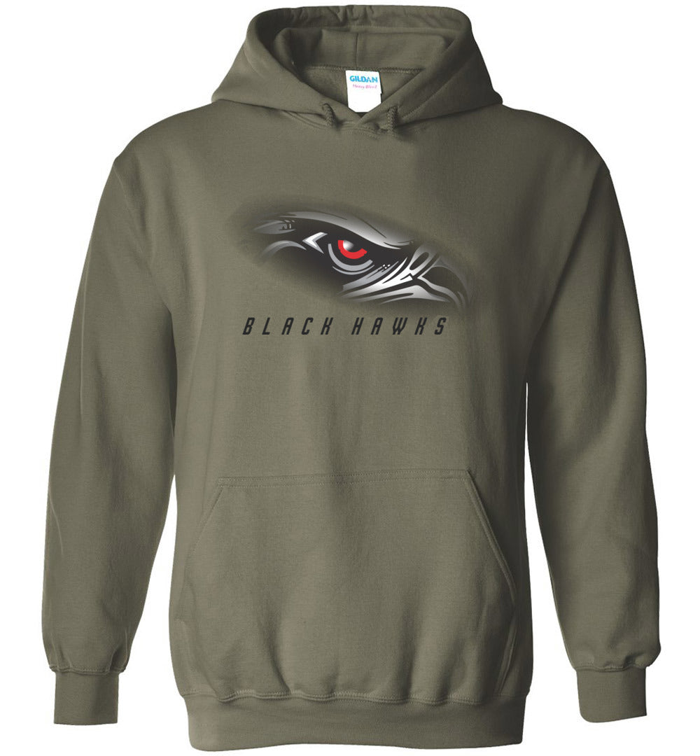 BLACK HAWKS! - Type 1 Heavy Blend Hoodie, Modern Sports Logo