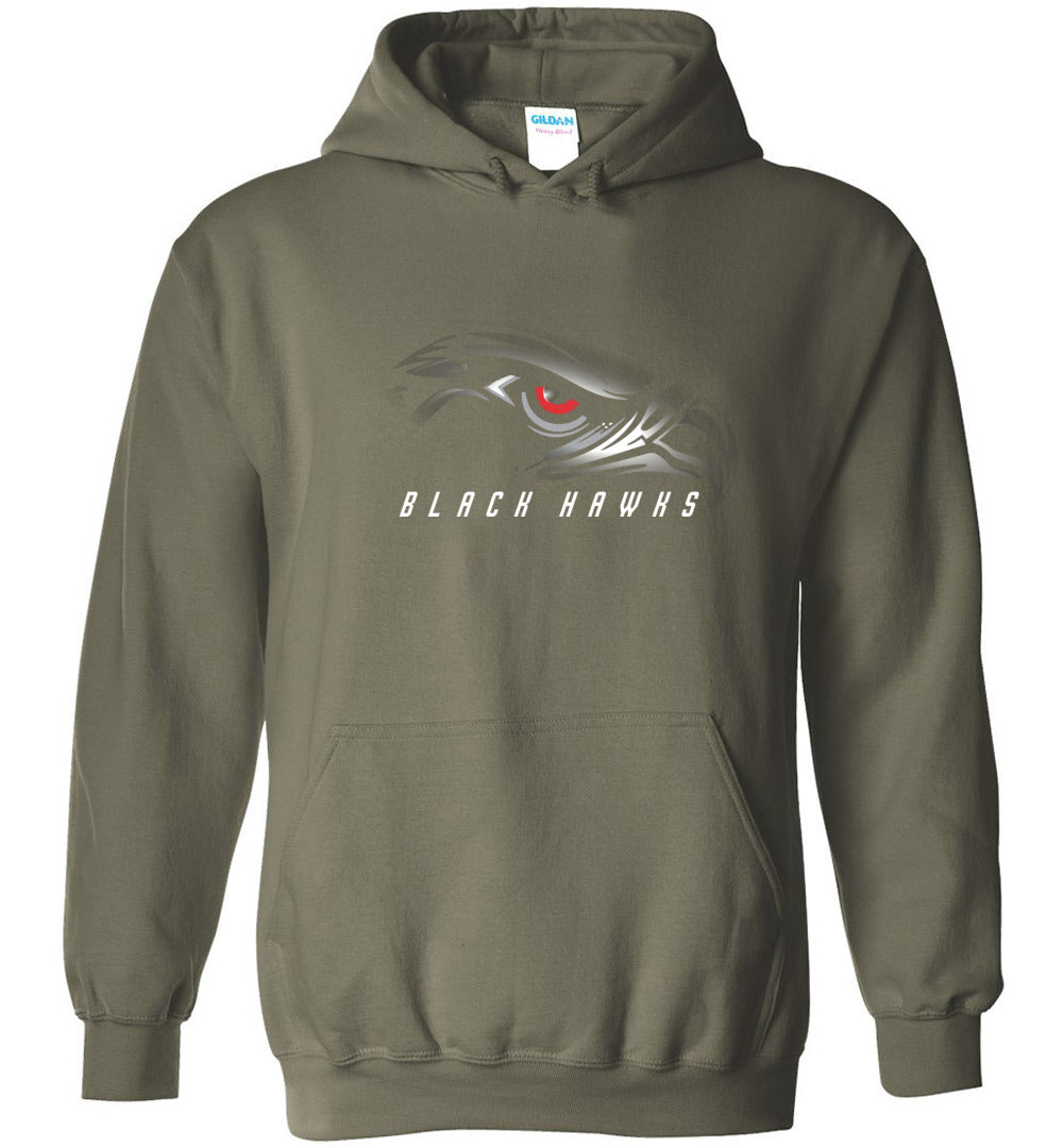 BLACK HAWKS! - Type 1 Heavy Blend Hoodie, Modern Sports Logo