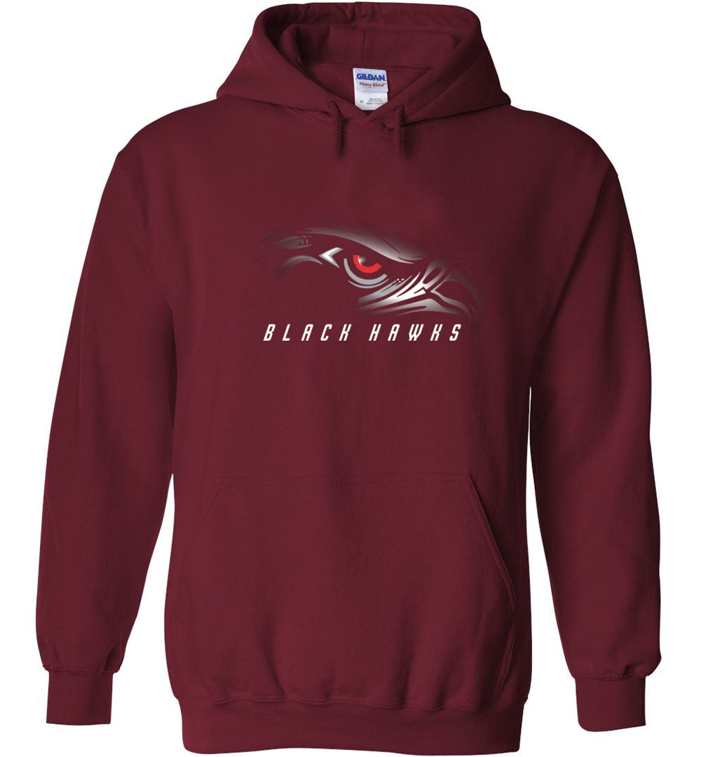 BLACK HAWKS! - Type 1 Heavy Blend Hoodie, Modern Sports Logo