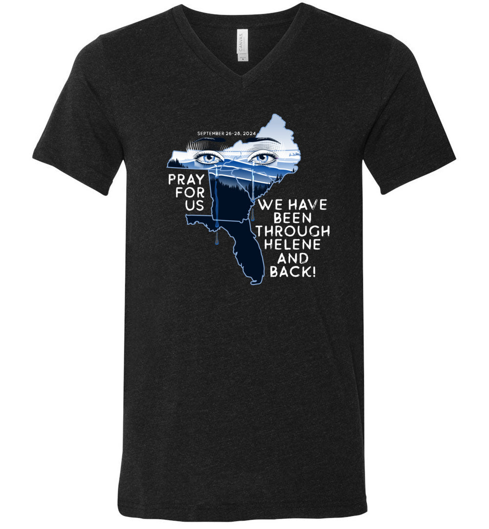 PRAY FOR US! - Hurricane Helene Disaster Fundraiser v-neck tee!