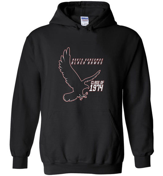 BLACK HAWKS! - Vintage 1974 Reunion Gear - Concept 002 Heavy Blend Hoodie, Modern Sports Logo