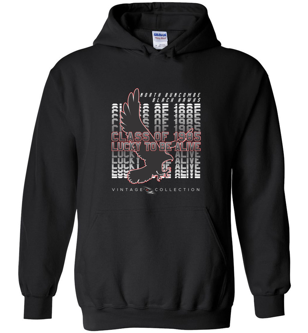 BLACK HAWKS! - Vintage 1985 Reunion Gear - Concept 001 Heavy Blend Hoodie, Modern Sports Logo