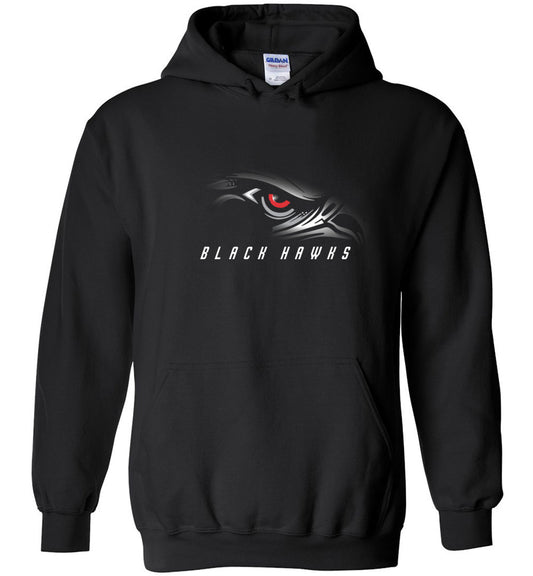 BLACK HAWKS! - Type 1 Heavy Blend Hoodie, Modern Sports Logo