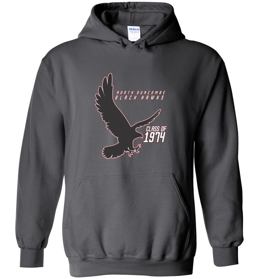 BLACK HAWKS! - Vintage 1974 Reunion Gear - Concept 002 Heavy Blend Hoodie, Modern Sports Logo