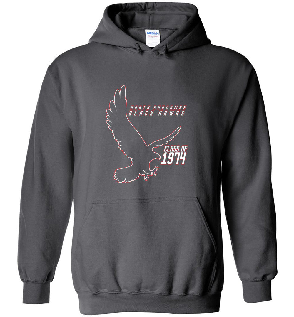 BLACK HAWKS! - Vintage 1974 Reunion Gear - Concept 002 Heavy Blend Hoodie, Modern Sports Logo