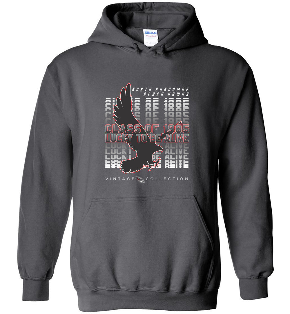 BLACK HAWKS! - Vintage 1985 Reunion Gear - Concept 001 Heavy Blend Hoodie, Modern Sports Logo