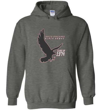 BLACK HAWKS! - Vintage 1974 Reunion Gear - Concept 002 Heavy Blend Hoodie, Modern Sports Logo