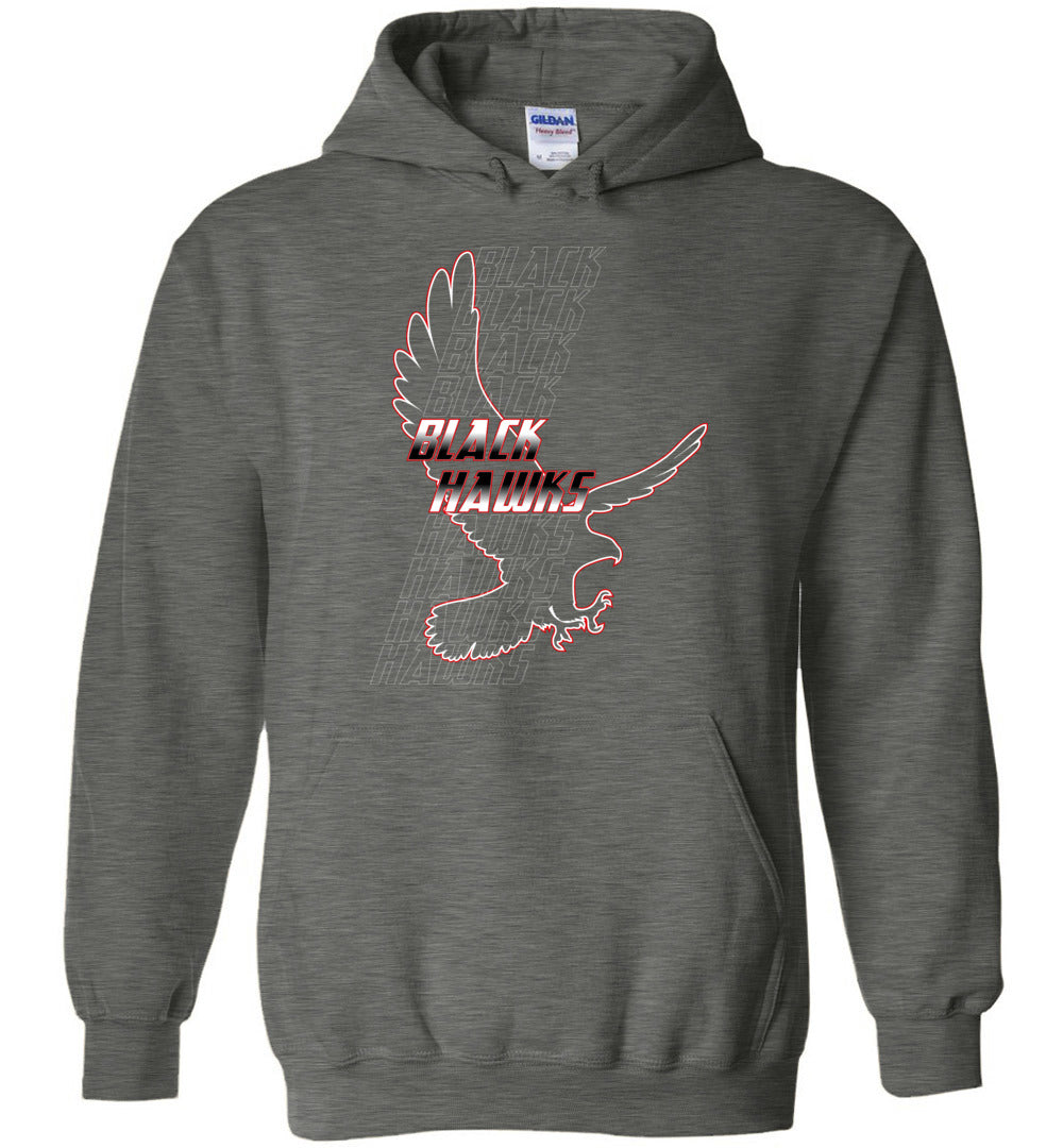 BLACK HAWKS! - Type 7 Heavy Blend Hoodie, Modern Sports Logo