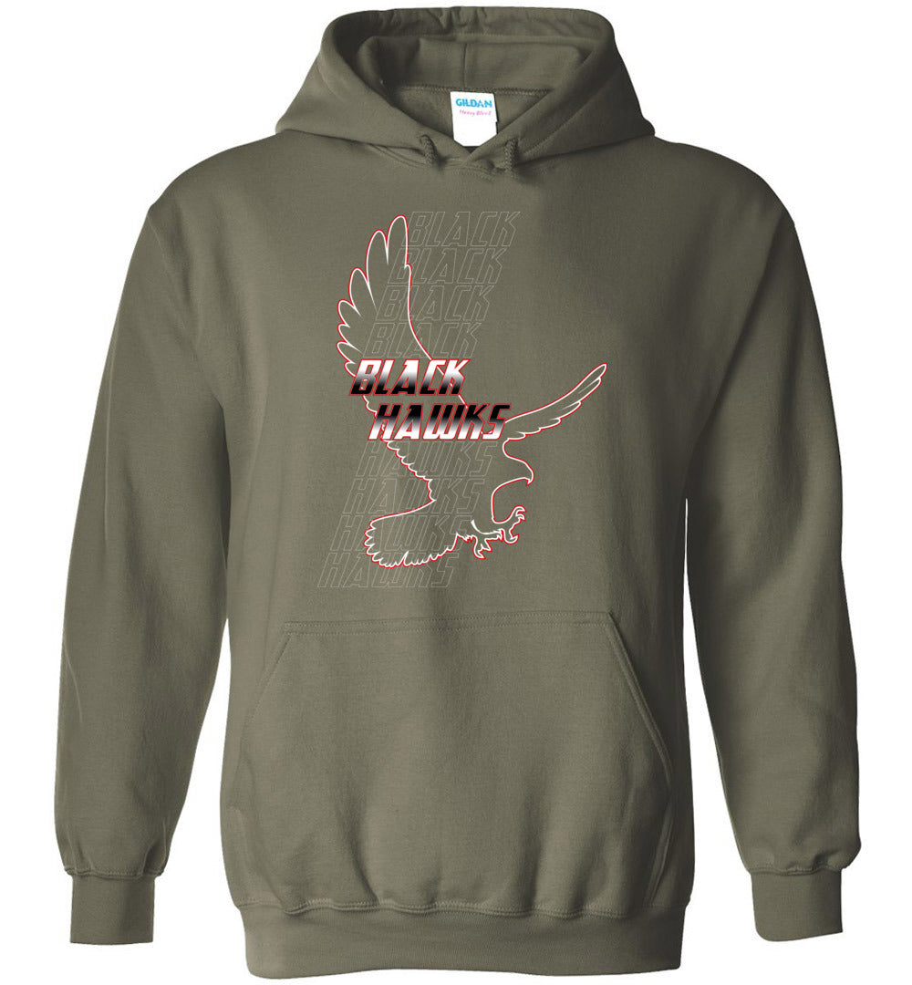 BLACK HAWKS! - Type 7 Heavy Blend Hoodie, Modern Sports Logo