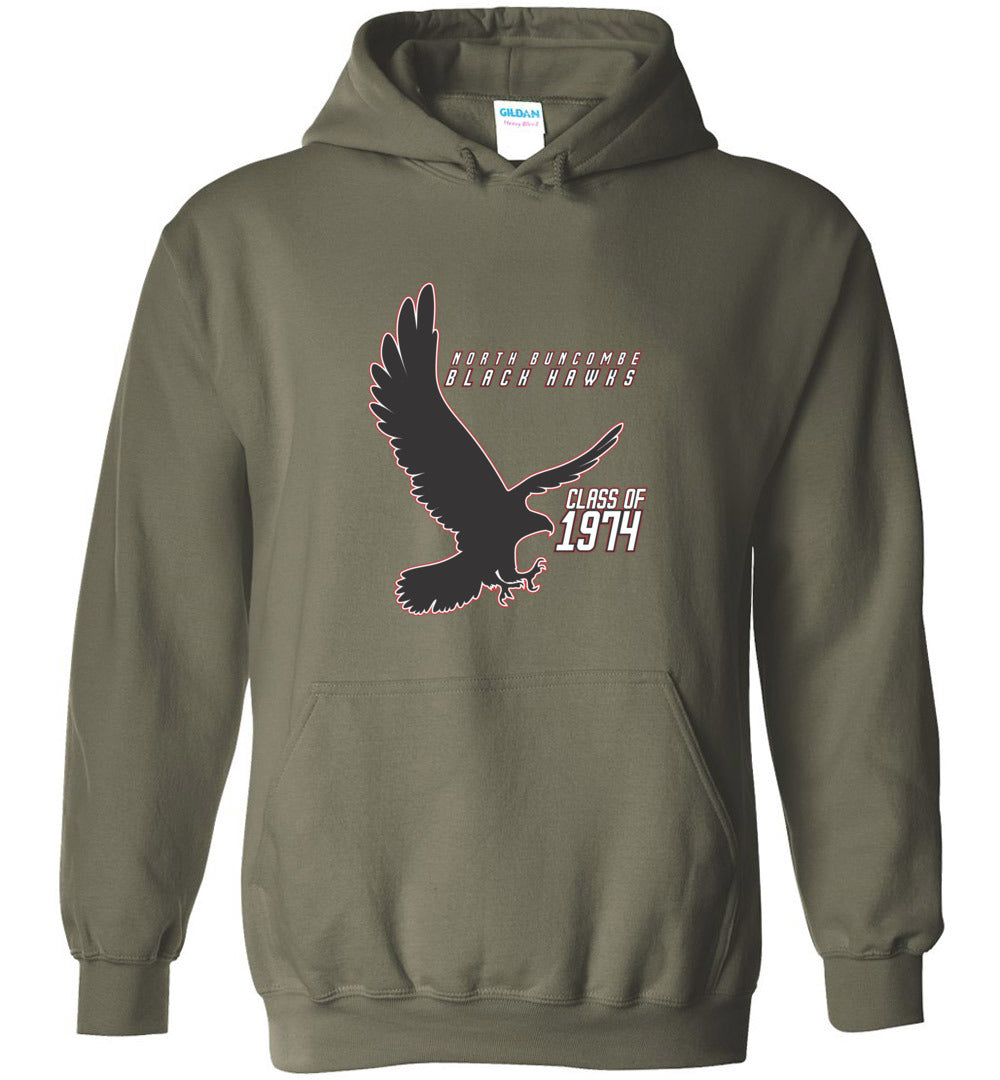 BLACK HAWKS! - Vintage 1974 Reunion Gear - Concept 002 Heavy Blend Hoodie, Modern Sports Logo