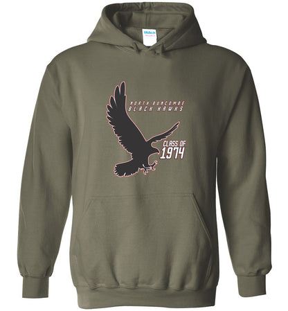 BLACK HAWKS! - Vintage 1974 Reunion Gear - Concept 002 Heavy Blend Hoodie, Modern Sports Logo