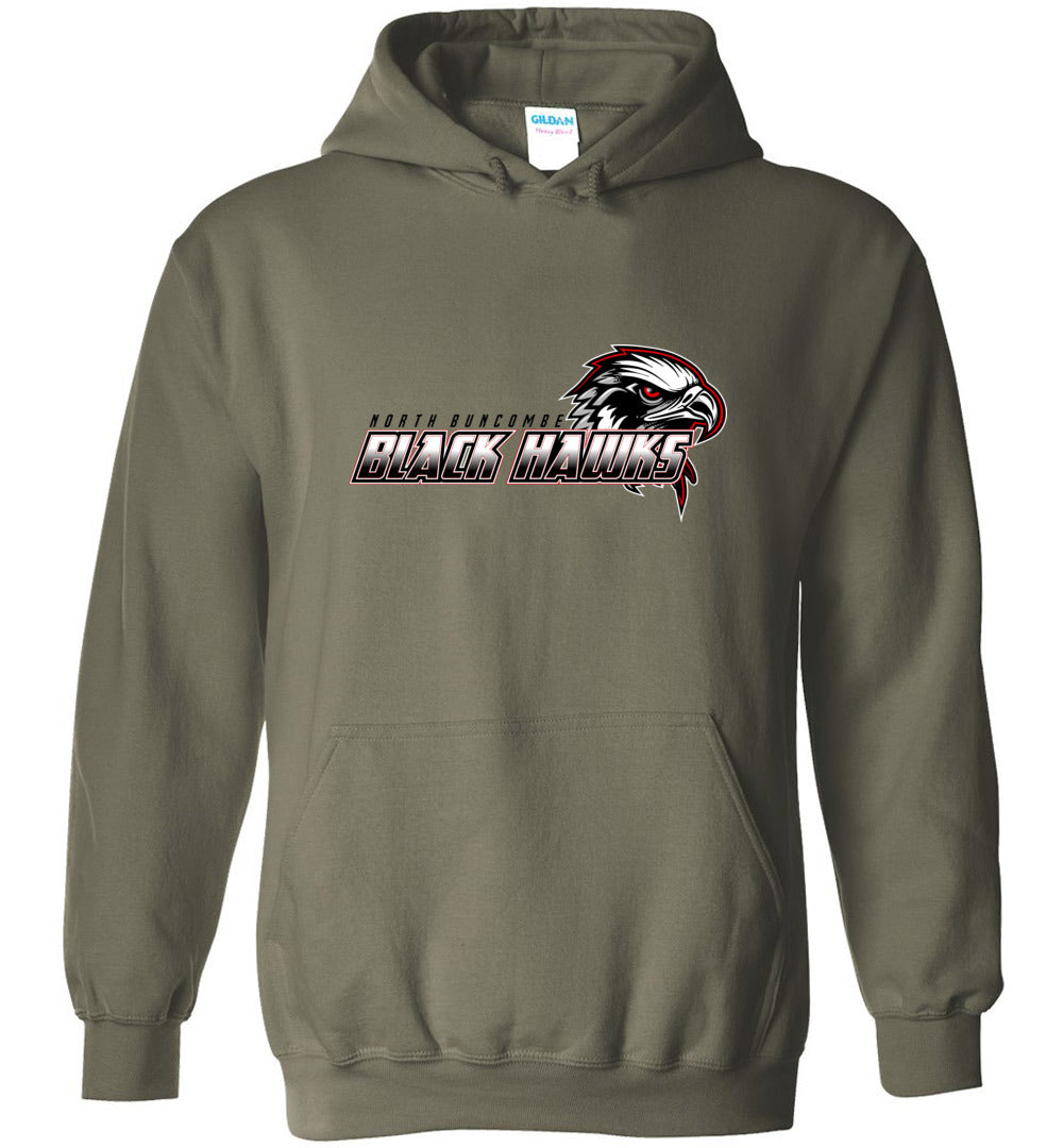 BLACK HAWKS! - Type 2 Heavy Blend Hoodie, Modern Sports Logo