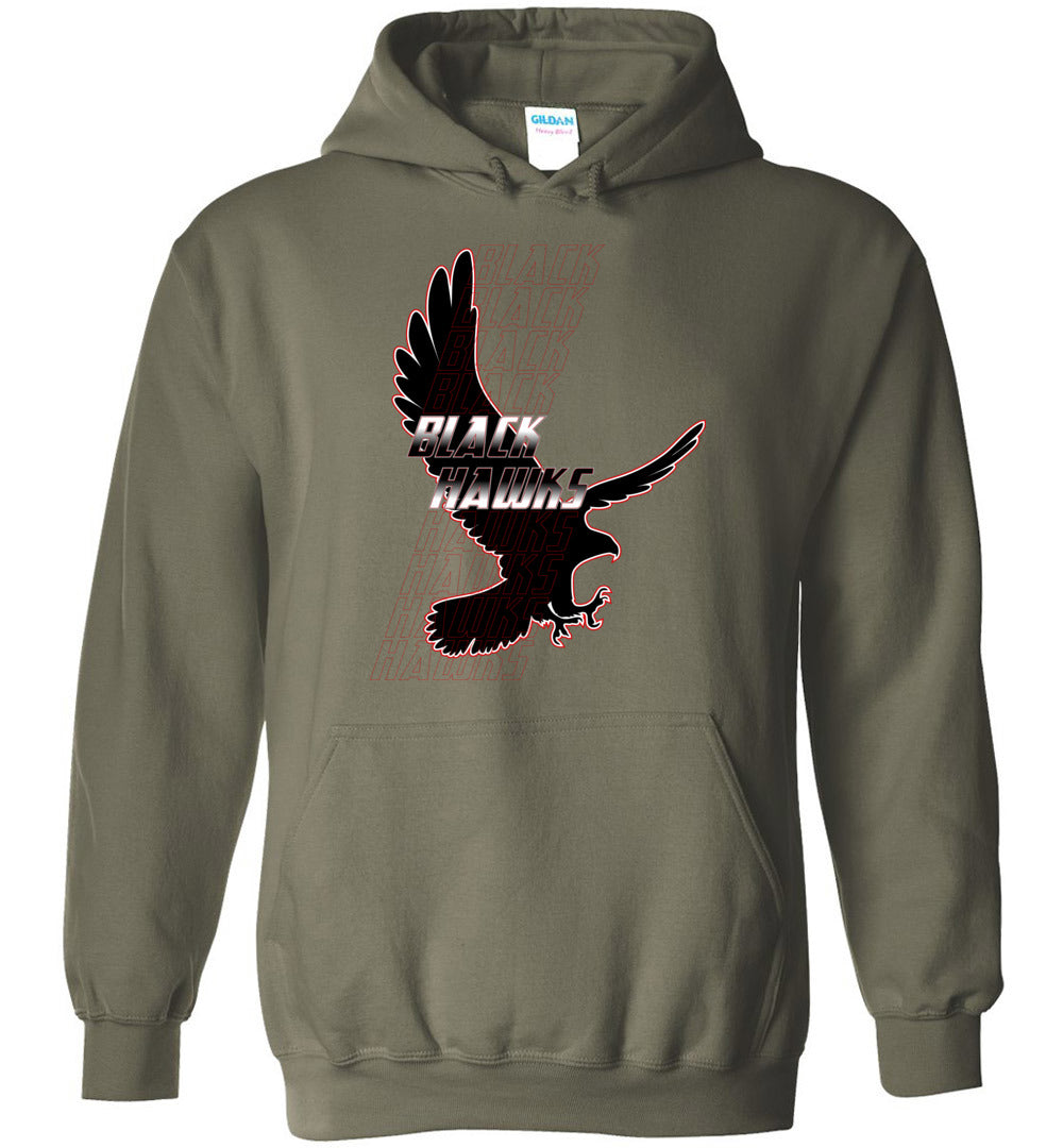 BLACK HAWKS! - Type 7 Heavy Blend Hoodie, Modern Sports Logo