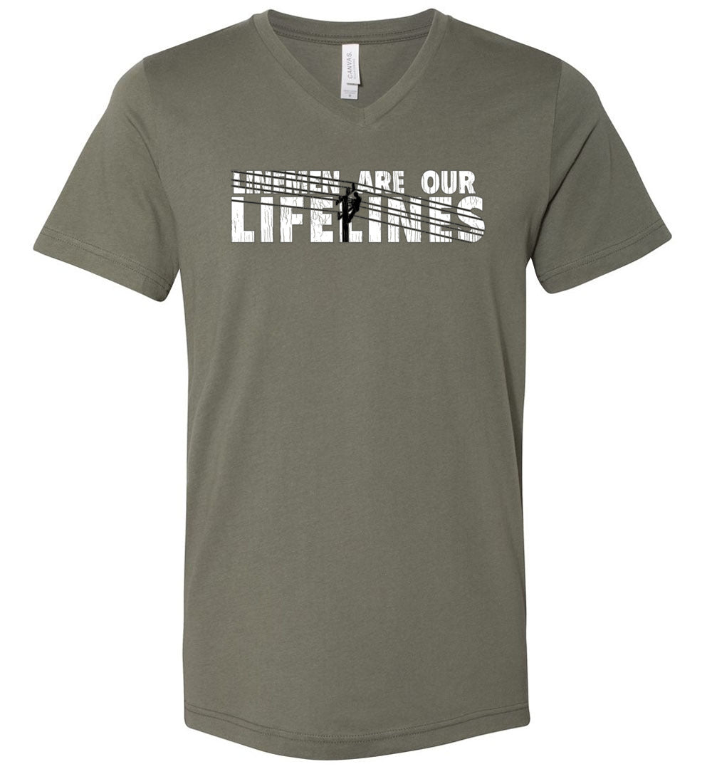 LINEMEN ARE OUR LIFELINES! - V-NECK TEE!