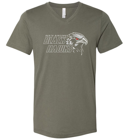 BLACK HAWKS! - Official Gear - Type 11 V-Neck Short Sleeve Unisex, Modern Sports Logo