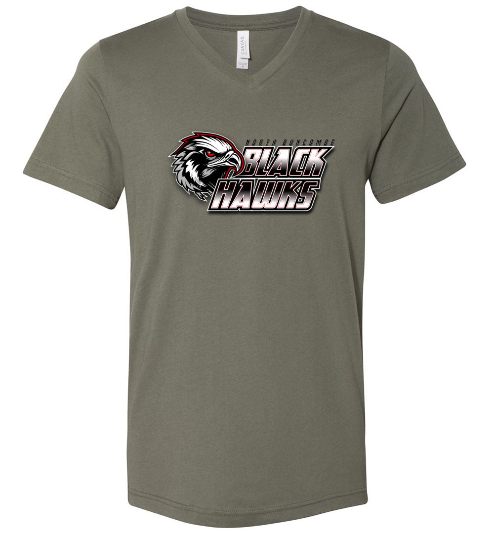 BLACK HAWKS! - Official Gear - Type 10 V-Neck Short Sleeve Unisex, Modern Sports Logo