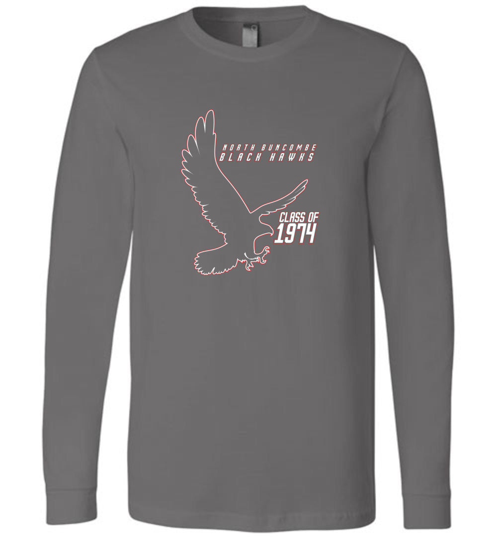 BLACK HAWKS! - Vintage 1974 Reunion Gear - Concept 002 Long Sleeve Unisex, Modern Sports Logo