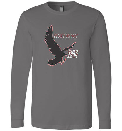 BLACK HAWKS! - Vintage 1974 Reunion Gear - Concept 002 Long Sleeve Unisex, Modern Sports Logo