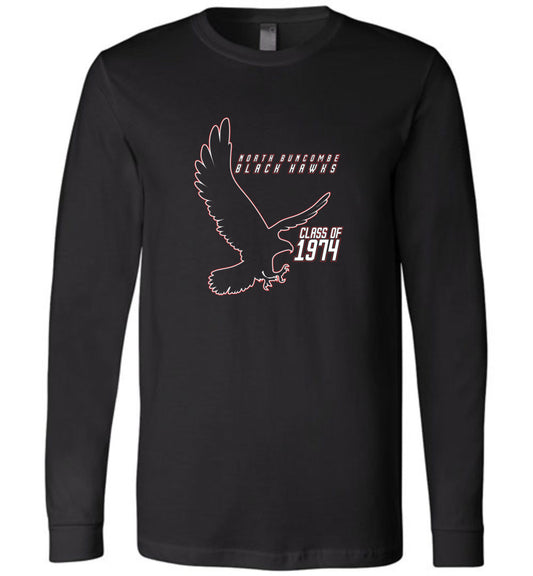 BLACK HAWKS! - Vintage 1974 Reunion Gear - Concept 002 Long Sleeve Unisex, Modern Sports Logo