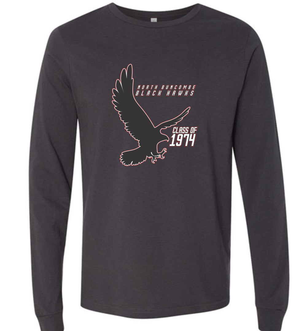 BLACK HAWKS! - Vintage 1974 Reunion Gear - Concept 002 Long Sleeve Unisex, Modern Sports Logo