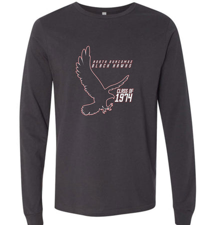 BLACK HAWKS! - Vintage 1974 Reunion Gear - Concept 002 Long Sleeve Unisex, Modern Sports Logo