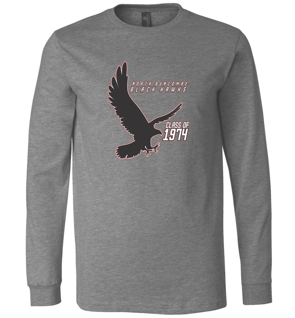 BLACK HAWKS! - Vintage 1974 Reunion Gear - Concept 002 Long Sleeve Unisex, Modern Sports Logo