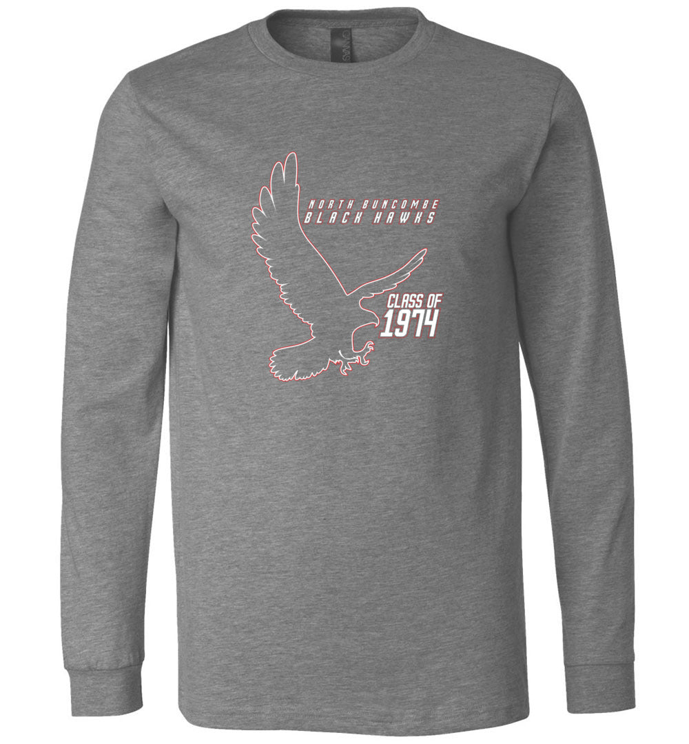 BLACK HAWKS! - Vintage 1974 Reunion Gear - Concept 002 Long Sleeve Unisex, Modern Sports Logo